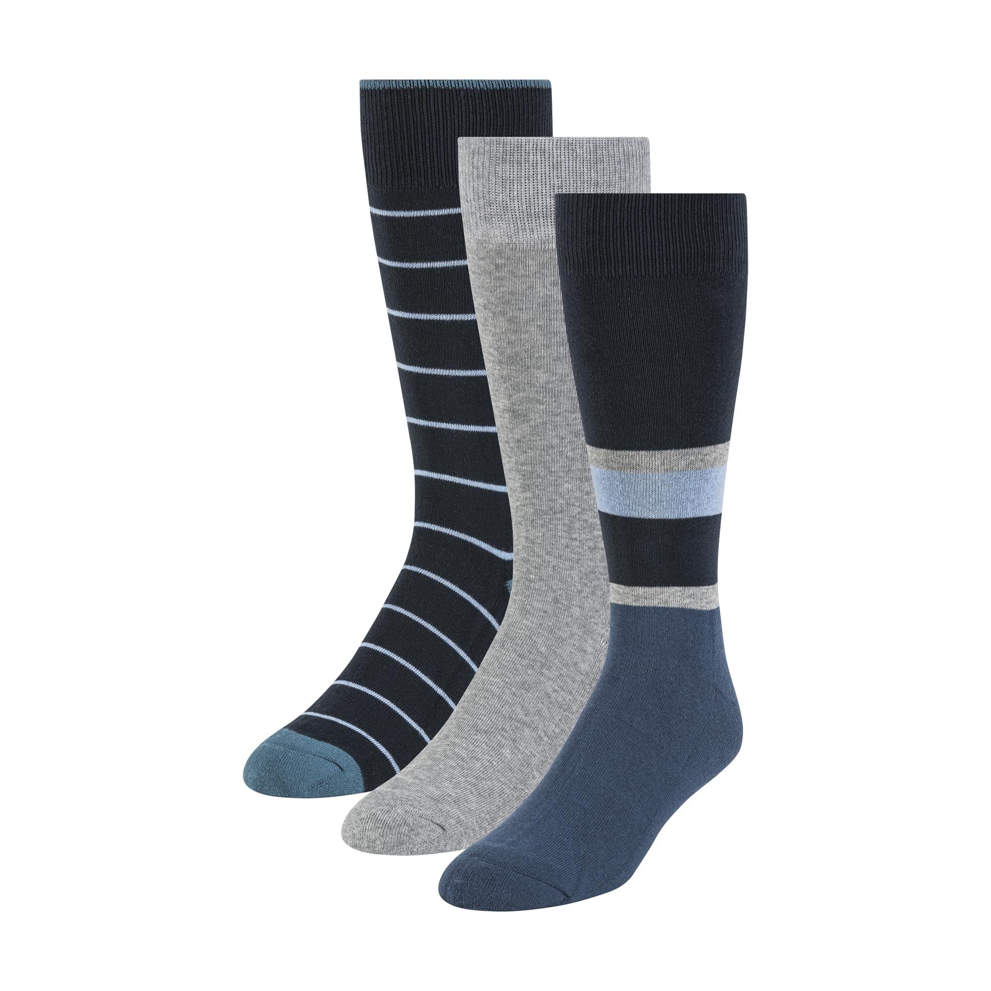 Ted Baker united legwear company, llc Men's 3 Pack Cushioned Crew Dress Socks, Dark Denim/Grey Heather/Navy, One Size