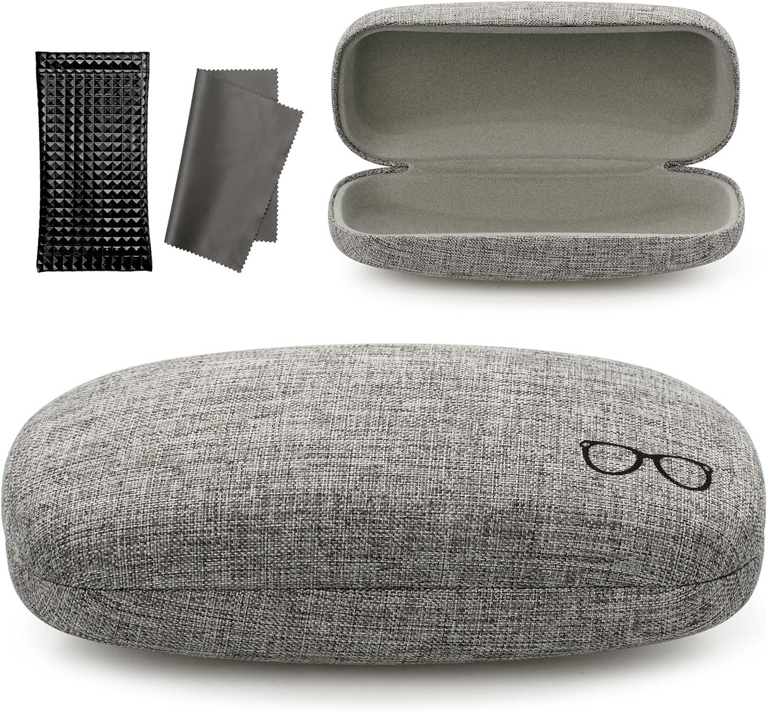 Hard Shell Sunglasses Case, Large Linen Fabric Protective Glasses Case for Men Women