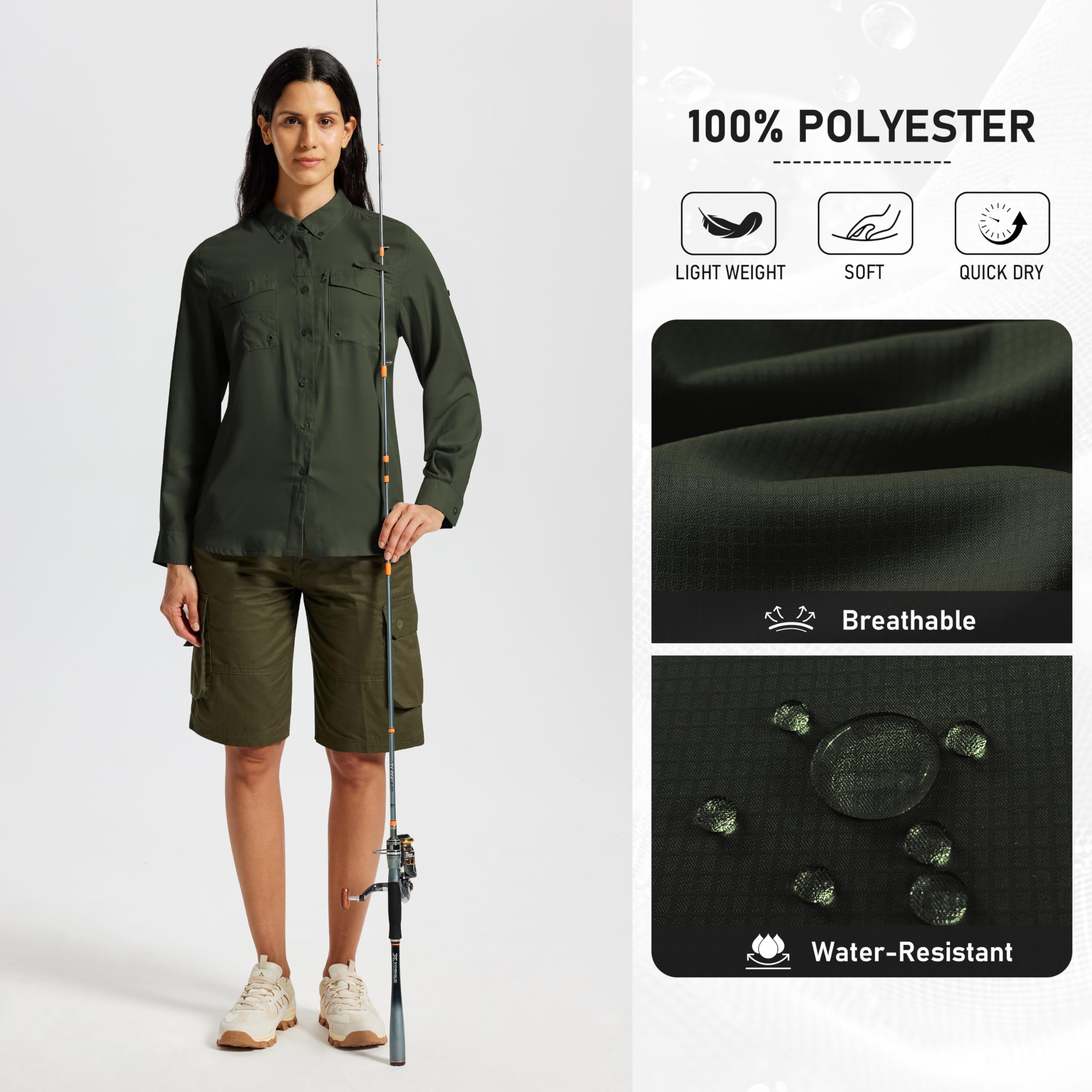 MoFiz Camisa para Mujer Blusa UPF50+ Funcional Camisa de Senderismo para Exteriores