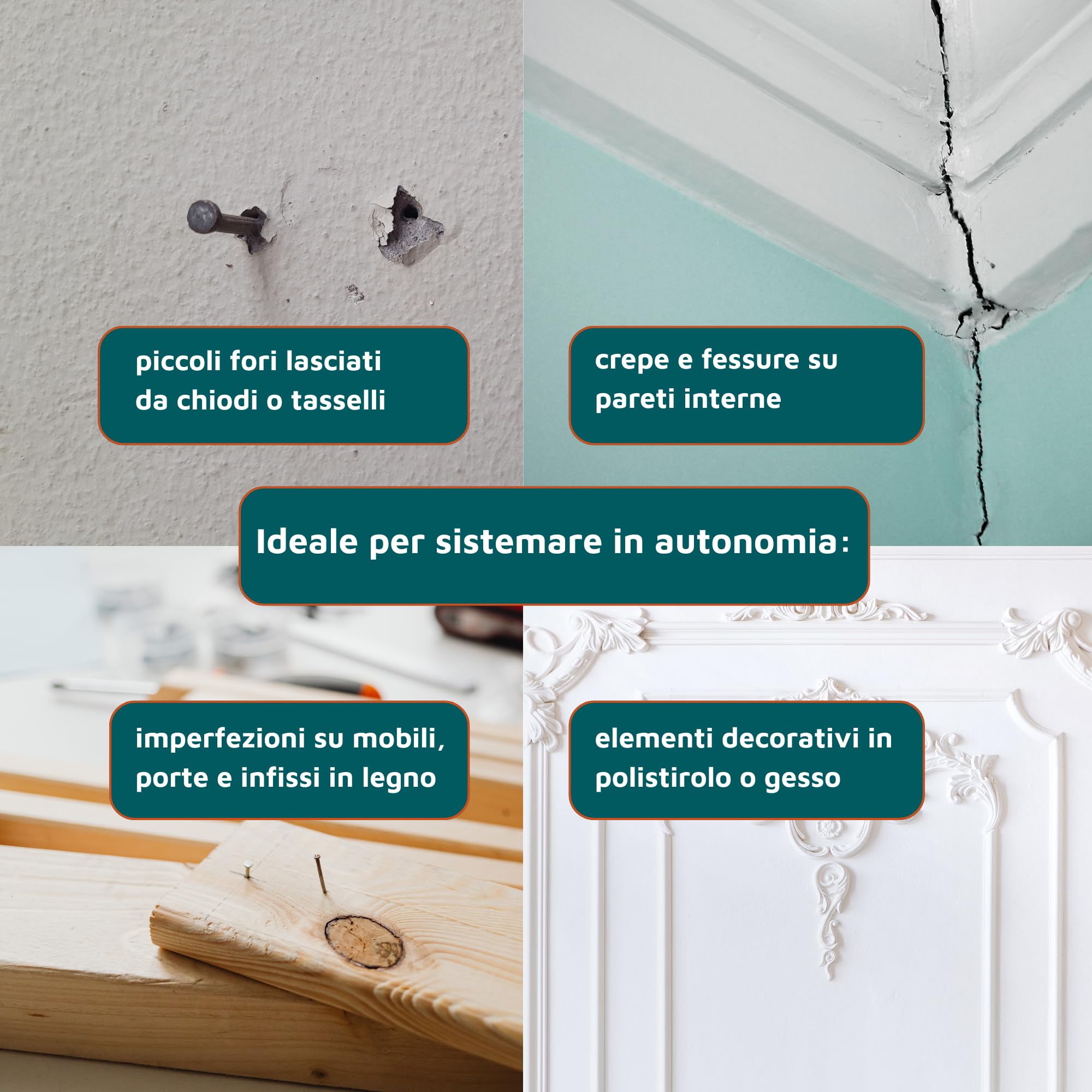 RASABEN - Stucco in Pasta K120 Extra leggero con Microsfere di Vetro, per Finiture, Pronto all'Uso, Alto Riempimento, Anticondensa, Non Ritira o Crepa, per Interno, Made in Italy, Barattolo da 0,25L