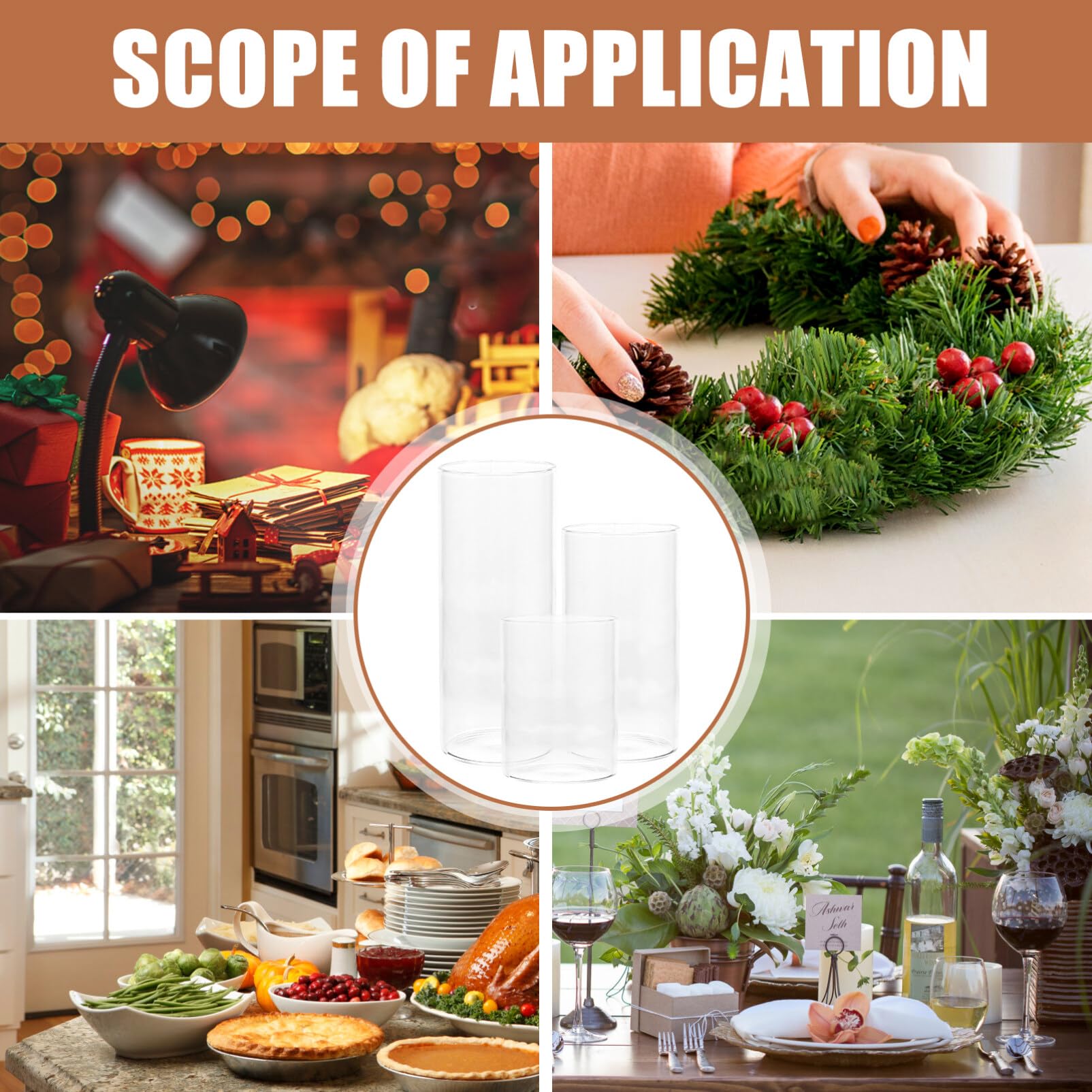 3pcs Glass Candle Cup Cylinder Candleholders Clear Candle Shades Clear Candle Holder Cylinder Candle Holders Household Candle Shades Tall Candle Holders for Pillar Candles