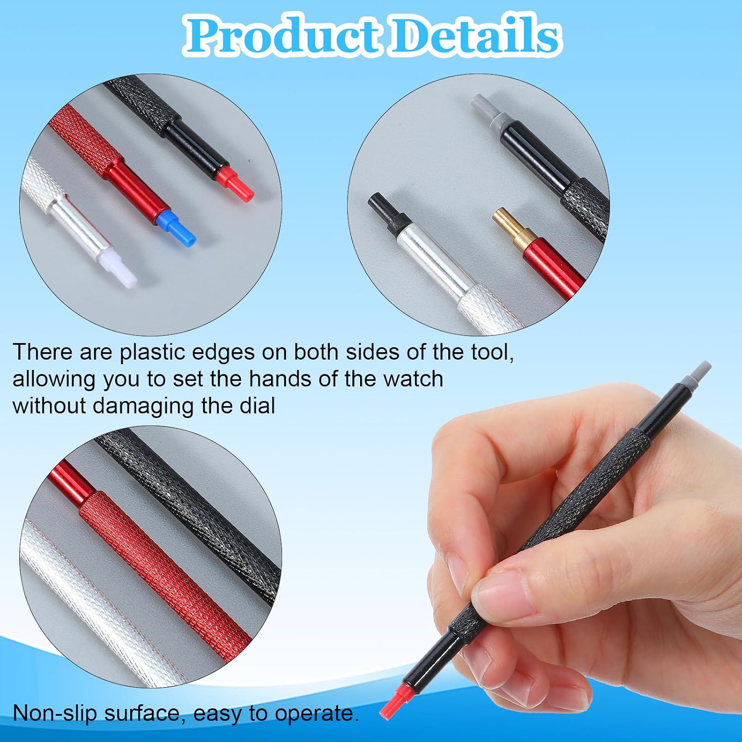 9 Pcs Watch Hand Tool,6 in 1 Watch Hand Remover,Stainless Steel Watches Hands Setting Tool,for Watches Hands Removers Replace(Red + Blue)
