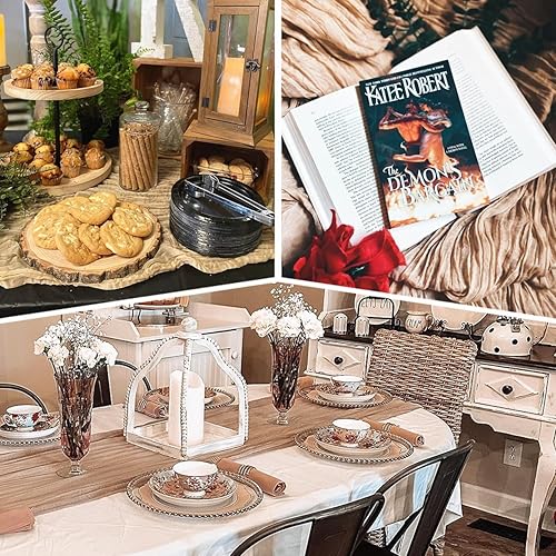 Miniatura 4 de Camino de mesa de 10 pies, camino de mesa de gasa de BGHEOUYV de 35 x 120 pulgadas, camino de mesa rústico de gasa para decoración de despedida de