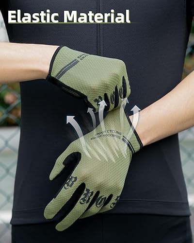 Miniatura 5 de ROCKBROS Guantes de ciclismo para hombre, guantes transpirables para bicicleta de montaña con pantalla táctil