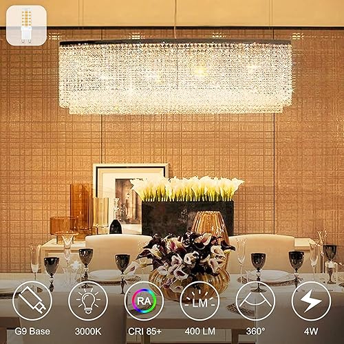 Miniatura 3 de Sailstar Bombilla LED G9, 2700 K, blanco suave, equivalente a 40 W, bombilla halógena G9, 400 LM, 120 V, T4, 4 W, base de cerámica bi-pin G9,