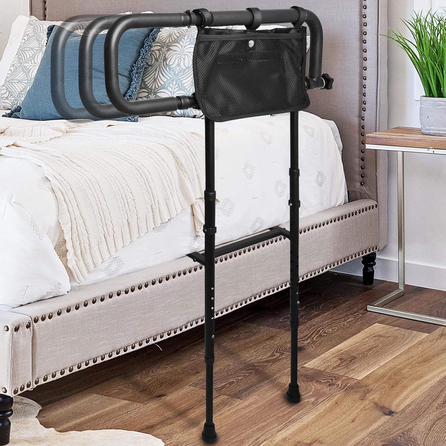 Bed Rail for Elderly Adults Safety,Bed Assist Rail with Storage Pocket and Strap,Foldable Guard Rails for Beds for Seniors and Patients