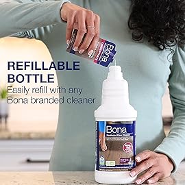 Bona Hardwood Floor Cleaner Bottle for use with Swiffer WETJET Spray Mop, Cedar Wood Scent, makes 64 Fl Oz - Includes Filled Bottle + Concentrate Refill for Wood Floor Cleaning