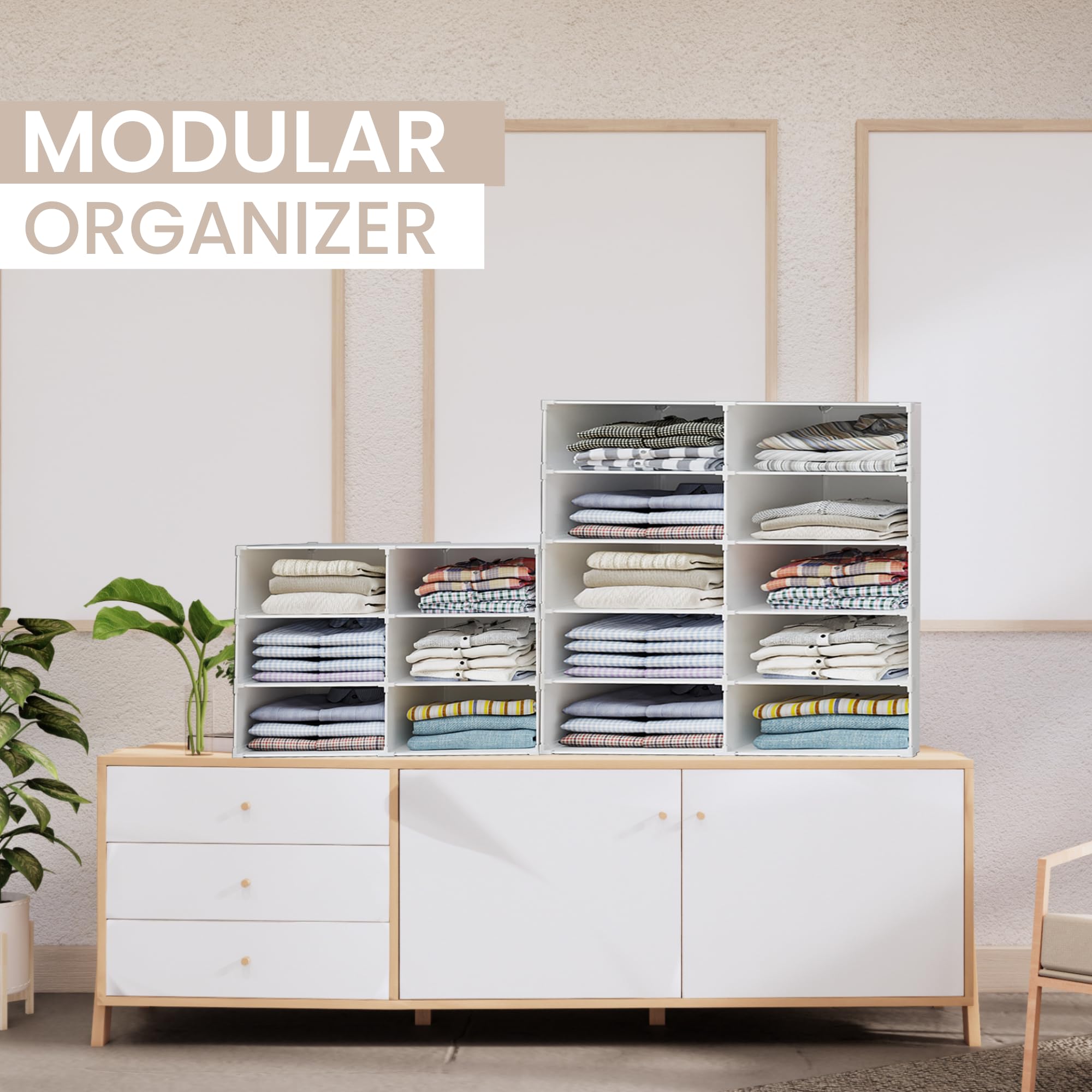 Estantería Modular 6 Módulos Organizador de Ropa para Armario Almacenamiento Hogar