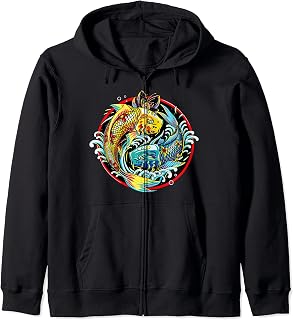 Regalo de Pez Koi Arte Japonés de Pez Koi Sudadera con Capucha