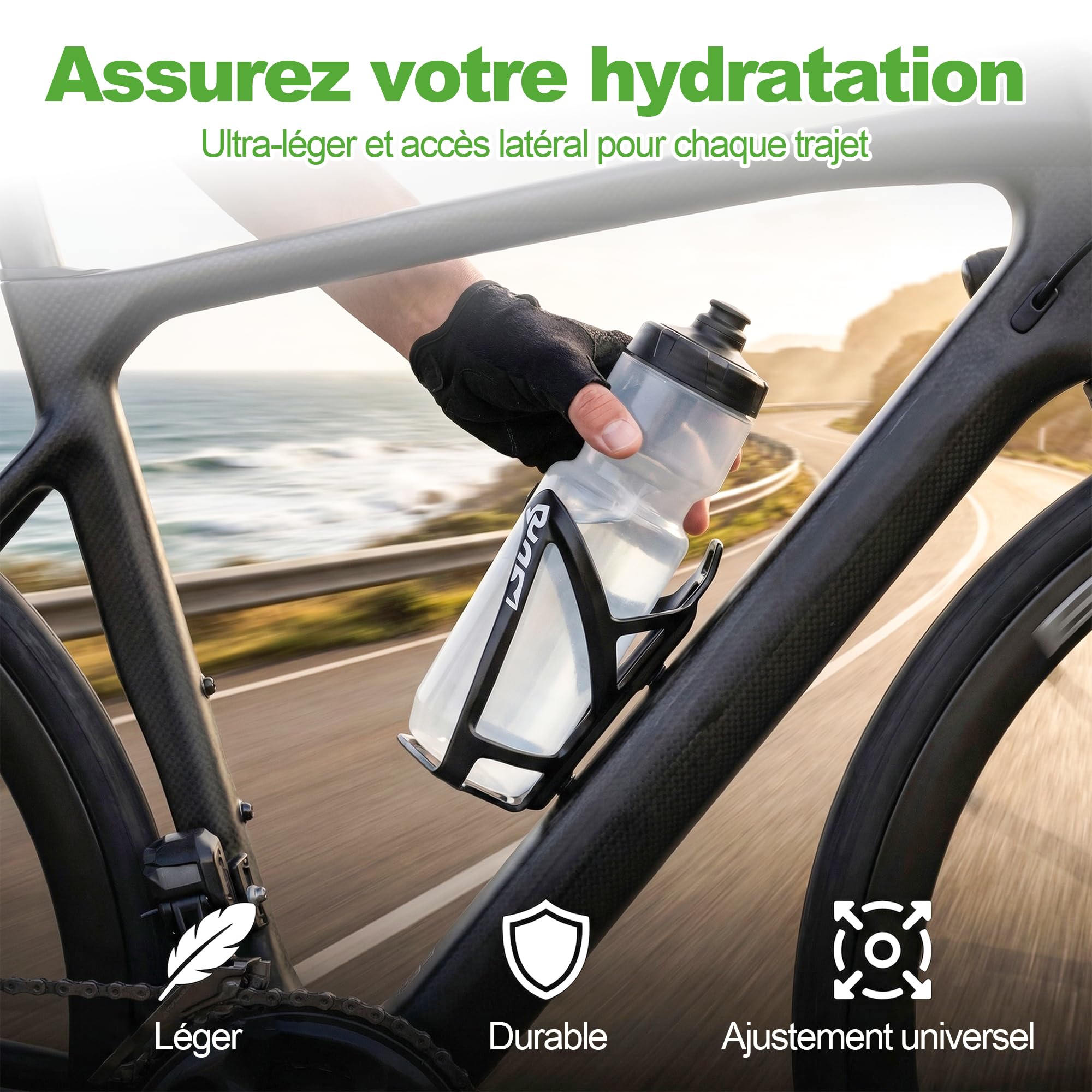 Lot de 2 Porte Bouteille de Vélo, Porte Gourde Velo en Plastique PC Haute Résistance pour VTT et Vélo de Route