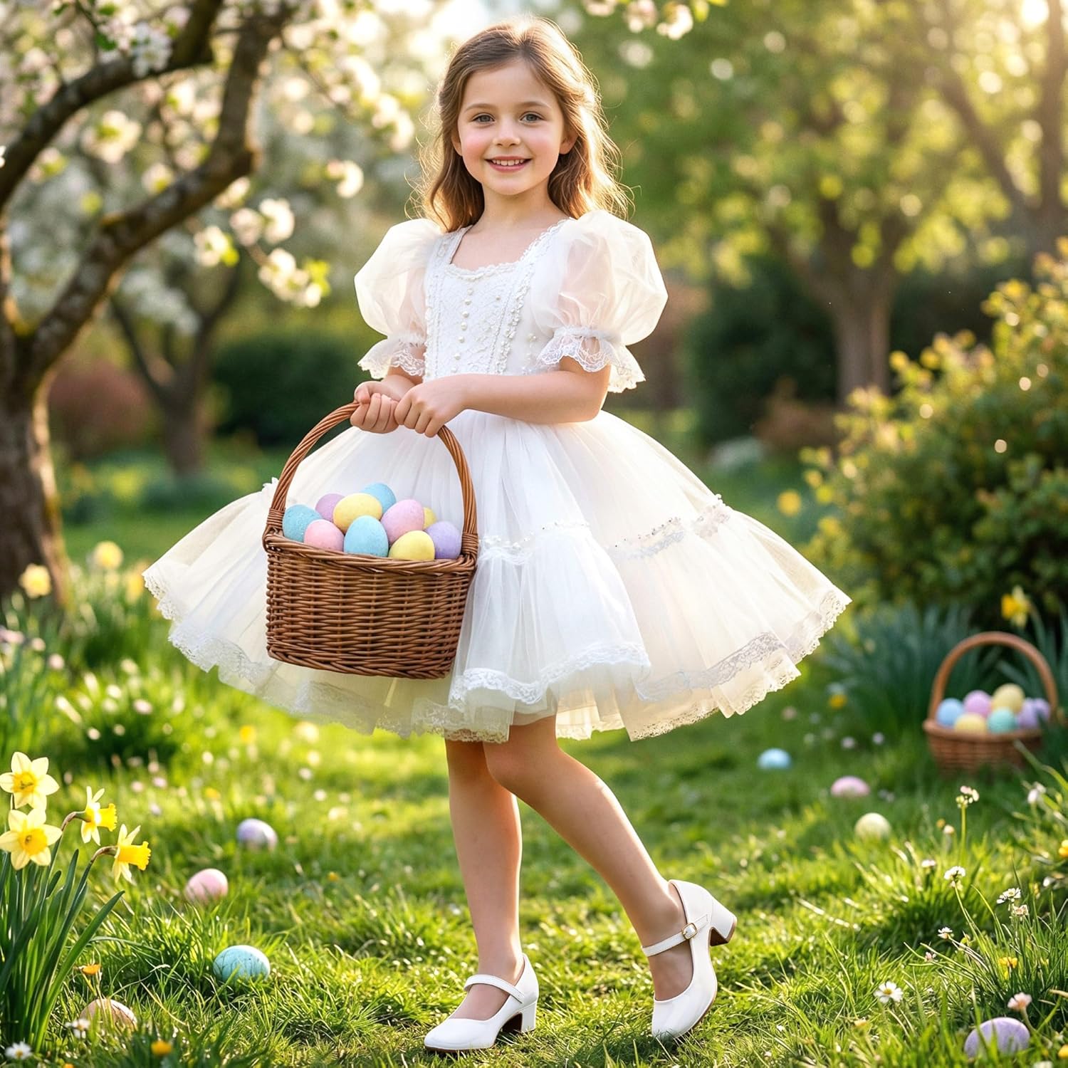 Osinnme Girls Dress Shoes Princess Shoes Sparkle Toddler High Heels Wedding Party Prom Footwear Cute Flower Mary Jane Pumps for Little Kids