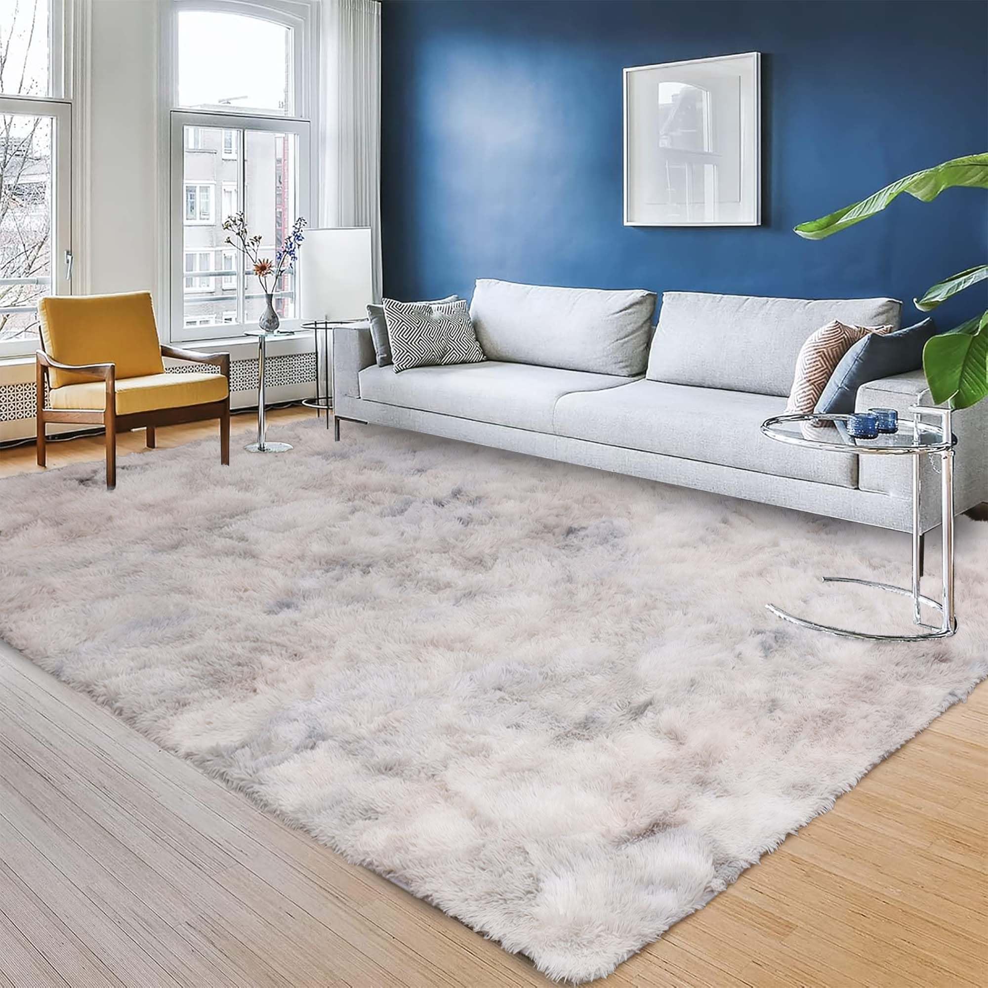 INSPIRE HOMEWARE Tie Dye Light Grey Rugs Living Room Large 200x290 cm Soft Fluffy Area Rugs for Bedroom Non Shedding Modern High Pile Carpet for Lounge Nursery Rug for Kids Room โ image 1