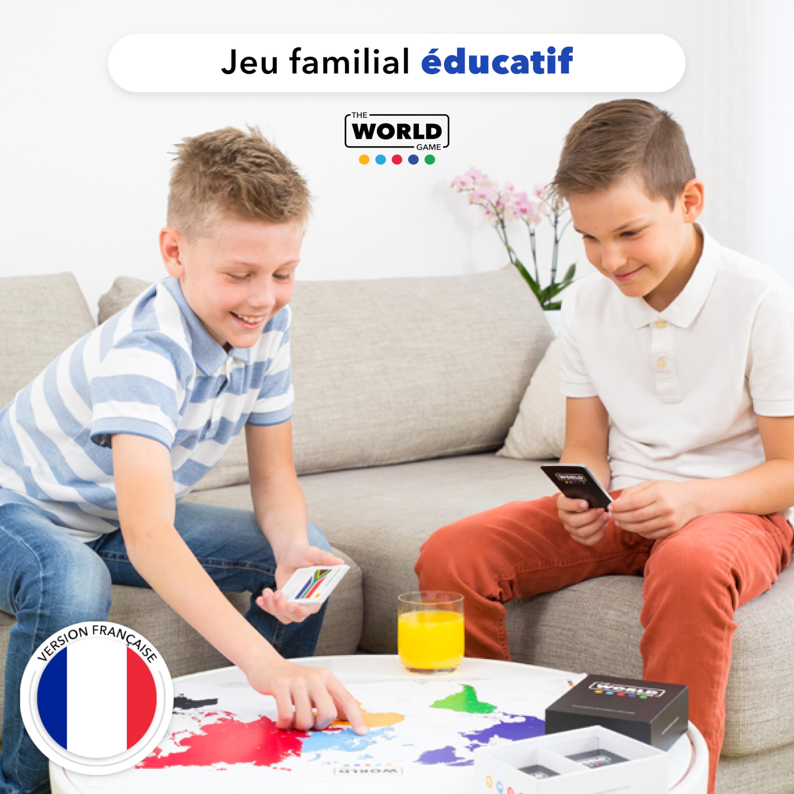 The World Game - Jeu de Géographie avec Carte du Monde - Jeu Société Éducatif pour Enfant, Famille et Adultes - Un Cadeau Parfait pour Garçons et Filles - français