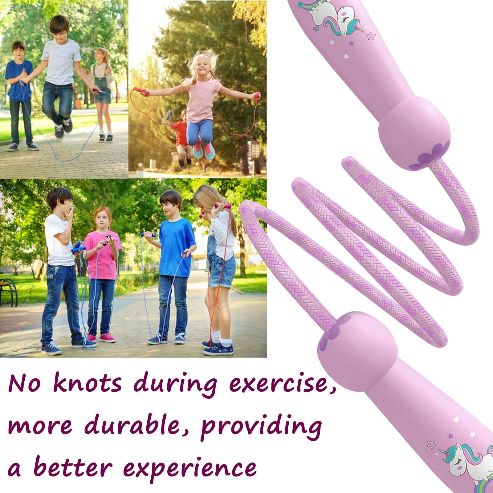 Corde à Sauter Pour Enfants - FDIT - Réglable En Bois - Rose - Fitness