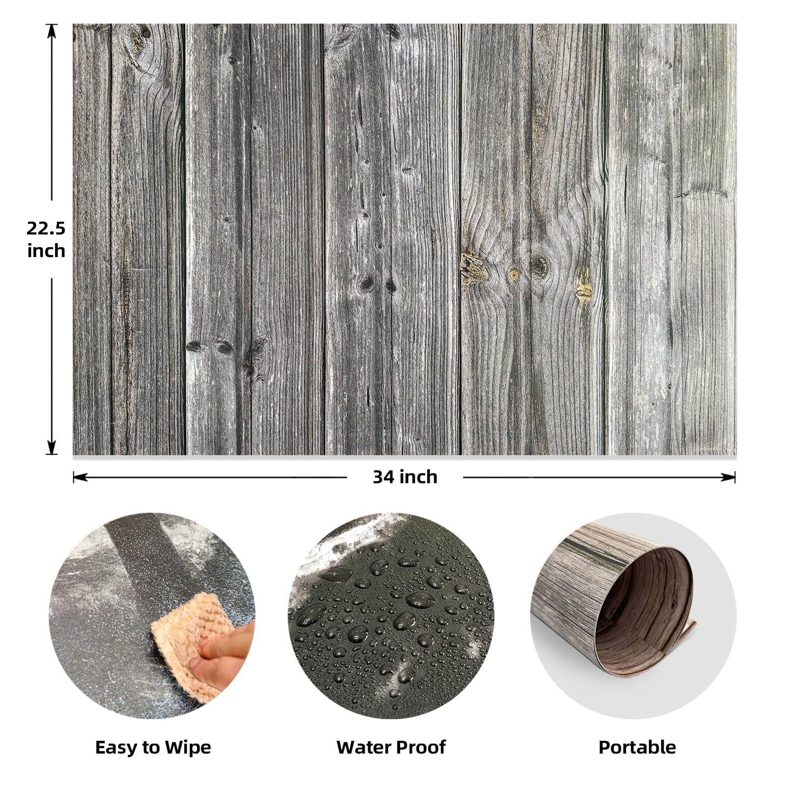Paquete de papel de fondo de fotografía con 6 patrones de colores de doble cara de 22 x 35 pulgadas, telón de fondo impermeable de tamaño completo para maquillaje de alimentos y fotografía de