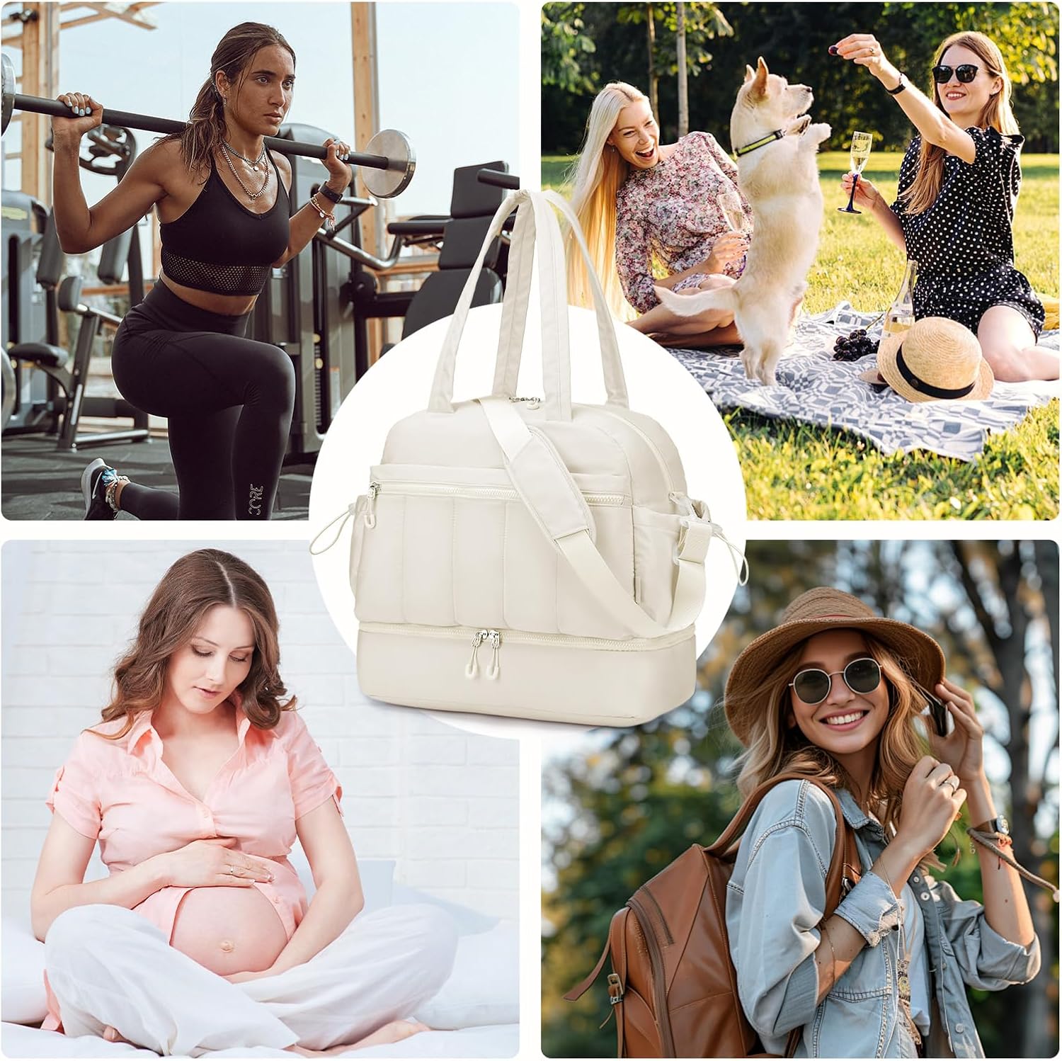 Diaper Bag Tote,Hospital Bag for Women Labor Delivery Lightweight Travel Diaper Bags Waterproof Large Mommy Maternity Travel Baby Bags for Mom and Dad with Shoe Compartment and Wet Pocket Pink - Image 6