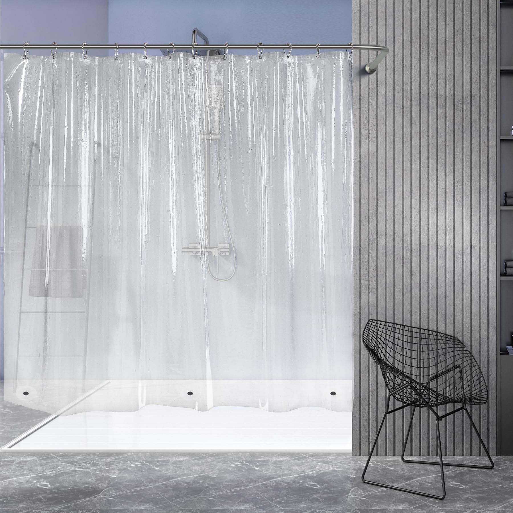 Titanker Shower Curtain Liner, 72x65 Clear Plastic Shower Liner Lightweight PEVA Shower Curtains for Bathroom, Waterproof Shower Liner with 2 Magnets and Rustproof Grommet Holes