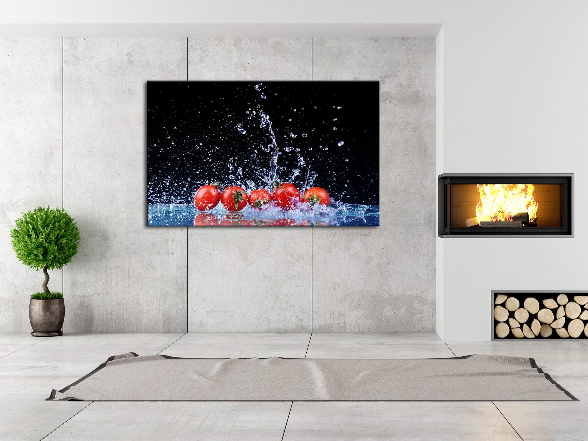 DECLINA - Quadro Grande Formato, Riproduzione su Tela, Decorazione Soggiorno, Tela Moderna, Decorazione Cucina i pomodori, 50 x 30 cm, Canvas, Rosso, 80x50 cm