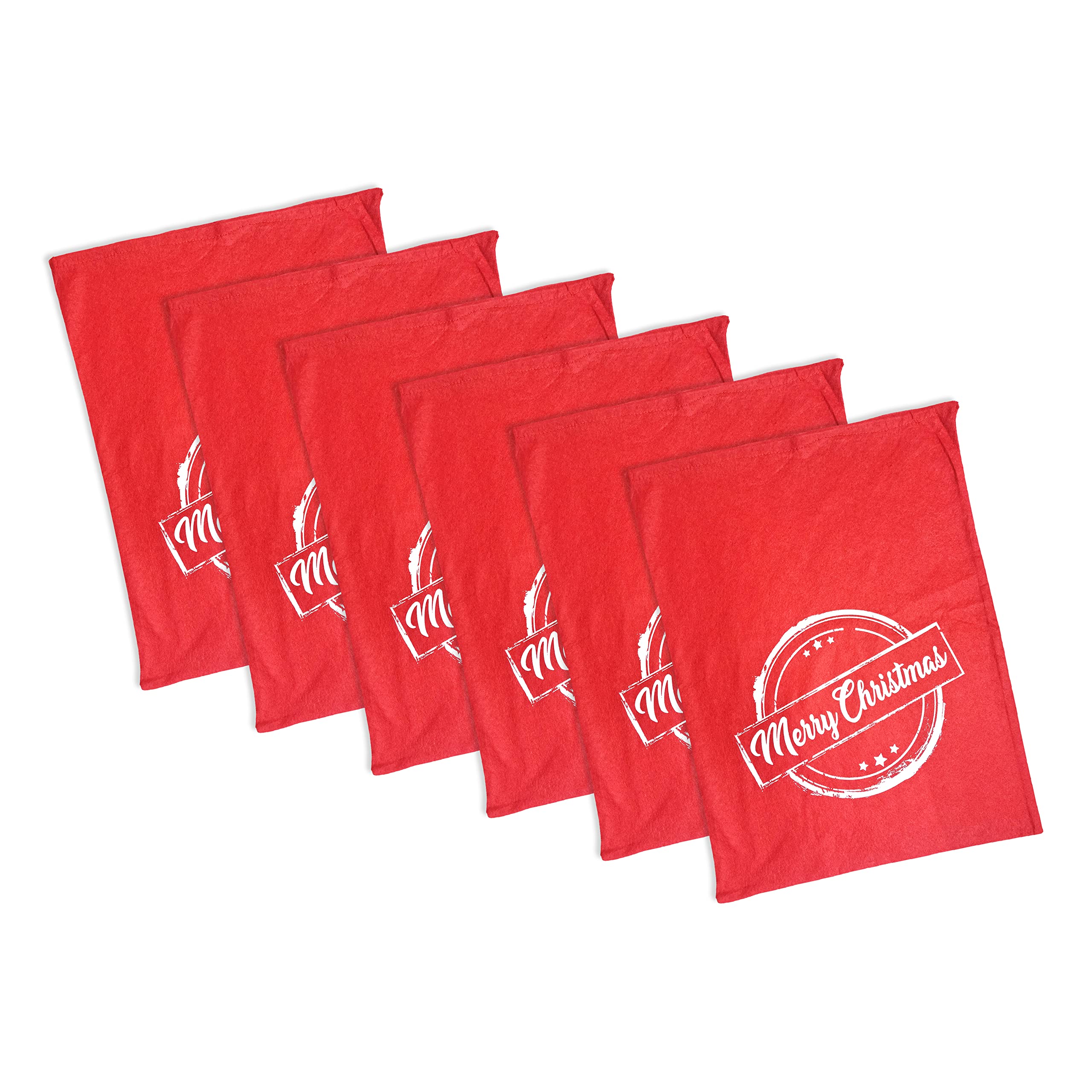 by Robelli Set of 6 Red Merry Christmas Motif Felt Gift Sacks
