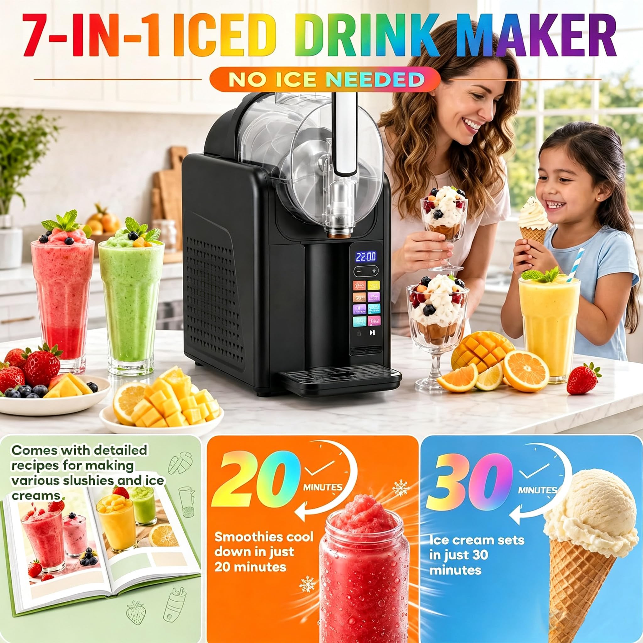 Machine à Granita Et à Glace 2 en 1 White-SingleBowl