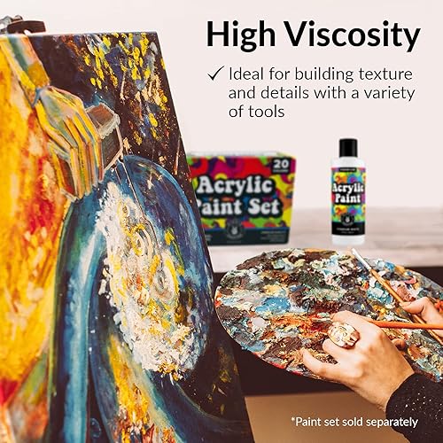 Miniatura 5 de Pintura acrílica blanca de colores premium, pinturas artísticas para lienzo y pintura al aire libre, botella de 8 onzas, 8.0 fl oz, color blanco