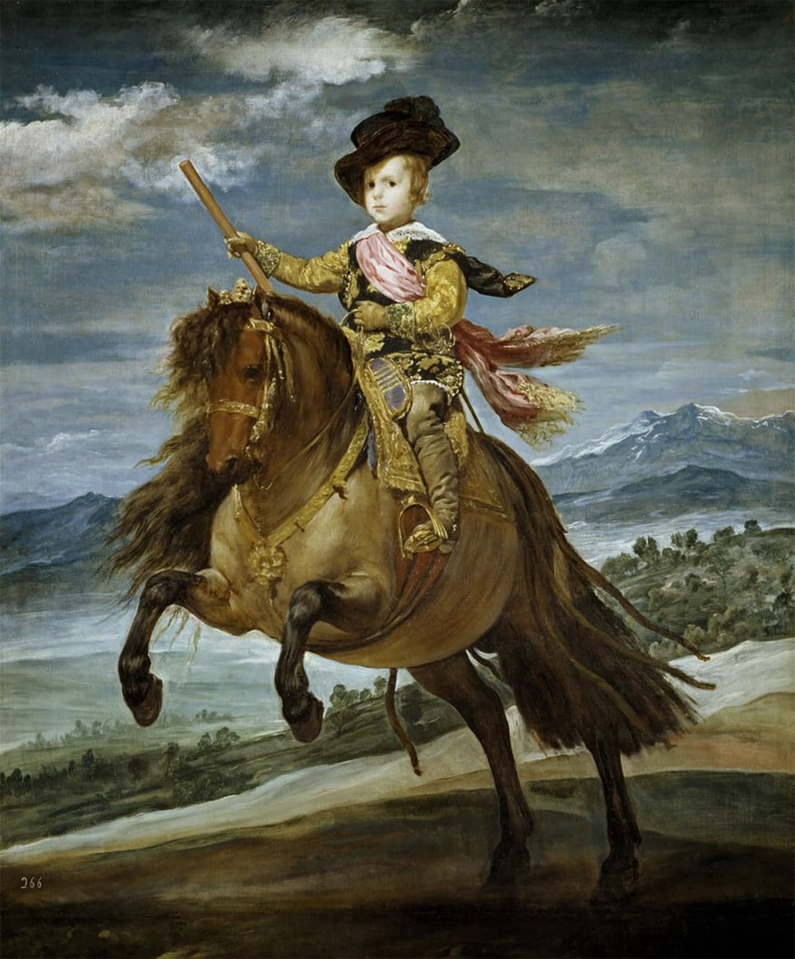 POSTERIIk Vintage Classic Picture Landscape Artwork Equestrian Portrait Ofbalthasar Carlos by Diego Rodriguez De Y Velazquez Portrait Canvas Painting for Office Home Decor 60x90cm