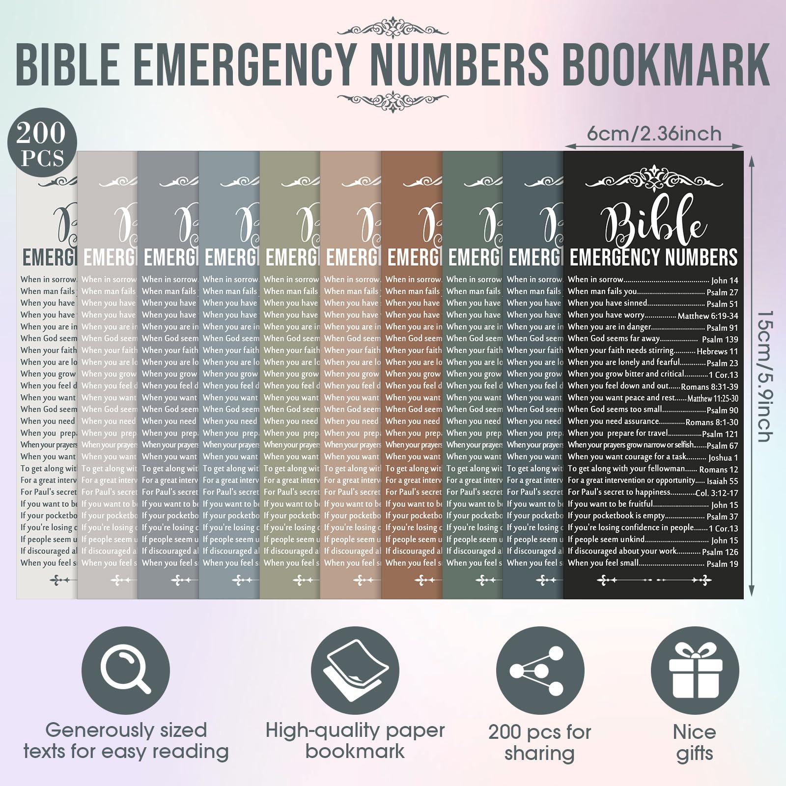 Motiskyy Juego de 200 marcadores de números cristianos de emergencia, versículos de la Biblia, regalos a granel, escritura religiosa, iglesia, bienvenida, libro de bienvenida, recuerdos para regalo de