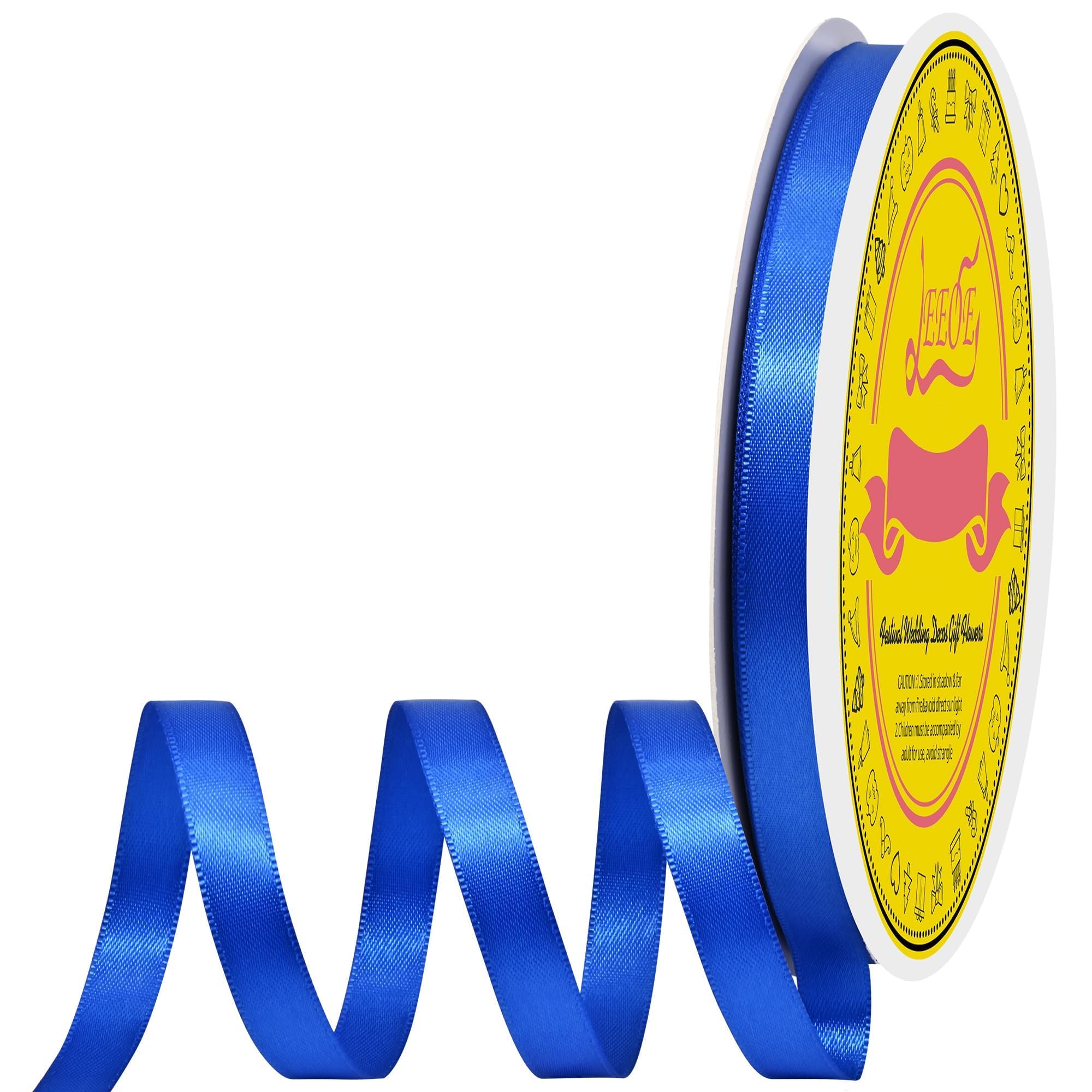 Double Face Royal Blue Satin Ribbon 3/8 inch X 50 Yards Polyester Royal Blue Ribbon for Gift Wrapping Very Suitable for Weddings Party Hair Bow Invitation Decorations and More
