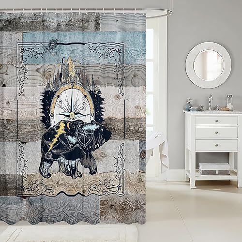 Miniatura 10 de Cortina de ducha de lago para niños, adolescentes, jóvenes, decoración de casa de lago, cortina de ducha de tela, barra de pesca náutica, juego de