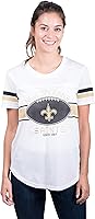Vista 44 de Ultra Game Women's NFL Official Soft Mesh Varsity Stripe T-Shirt Blanco