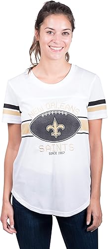Miniatura 44 de Ultra Game Women's NFL Official Soft Mesh Varsity Stripe T-Shirt Blanco