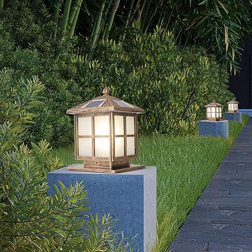 Miniatura 2 de E26 Luces solares para postes al aire libre IP65 Luz de pilar de vidrio impermeable Luz de columna LED cuadrada al aire libre Villa Patio Valla