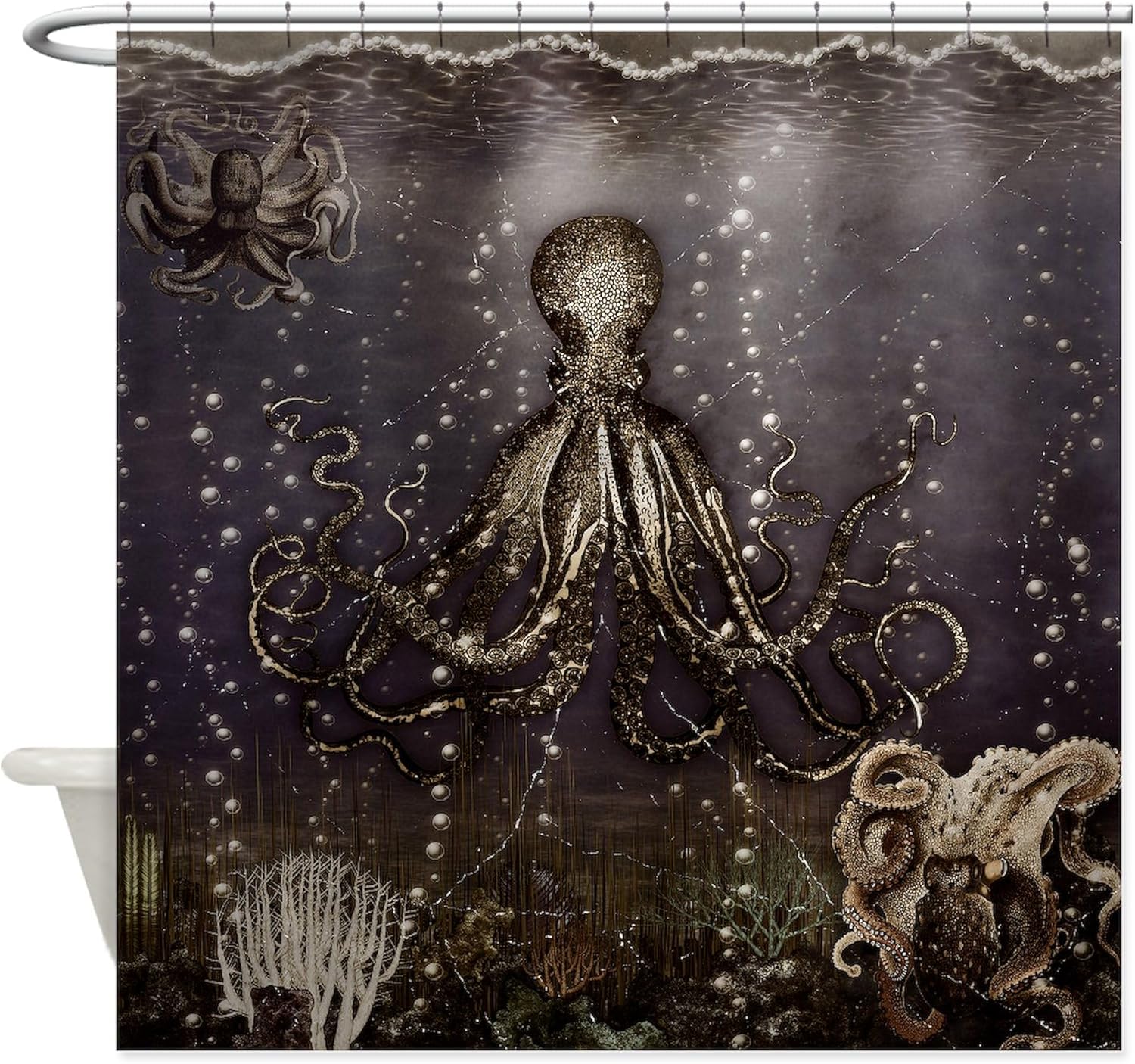 CafePress Octopus' Lair Old Photo Decorative Fabric Shower Curtain