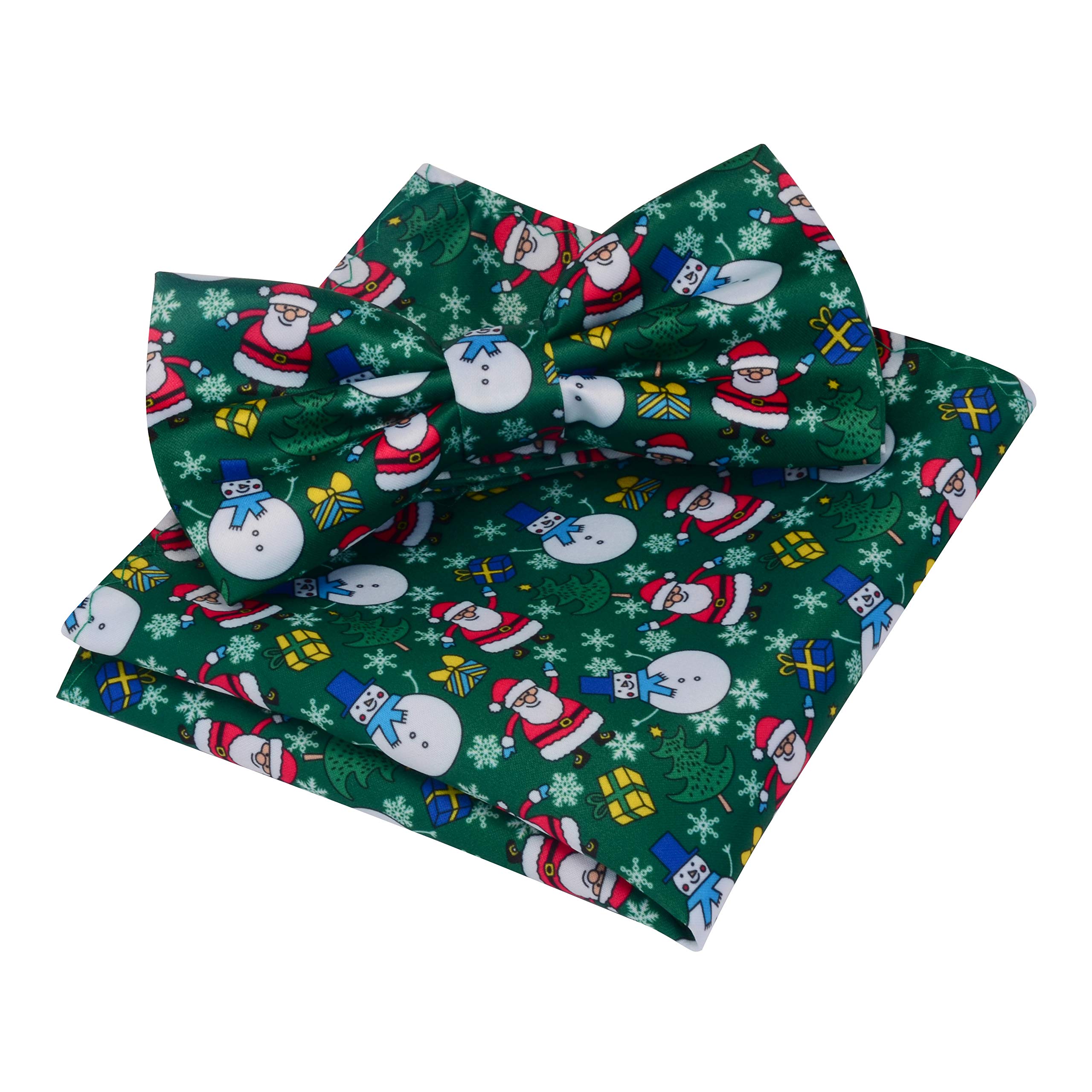 Gusleson Green Bow Ties for Christmas Wedding Festival Pre-tied Bowtie and Pocket Square Sets (UK0590-07)