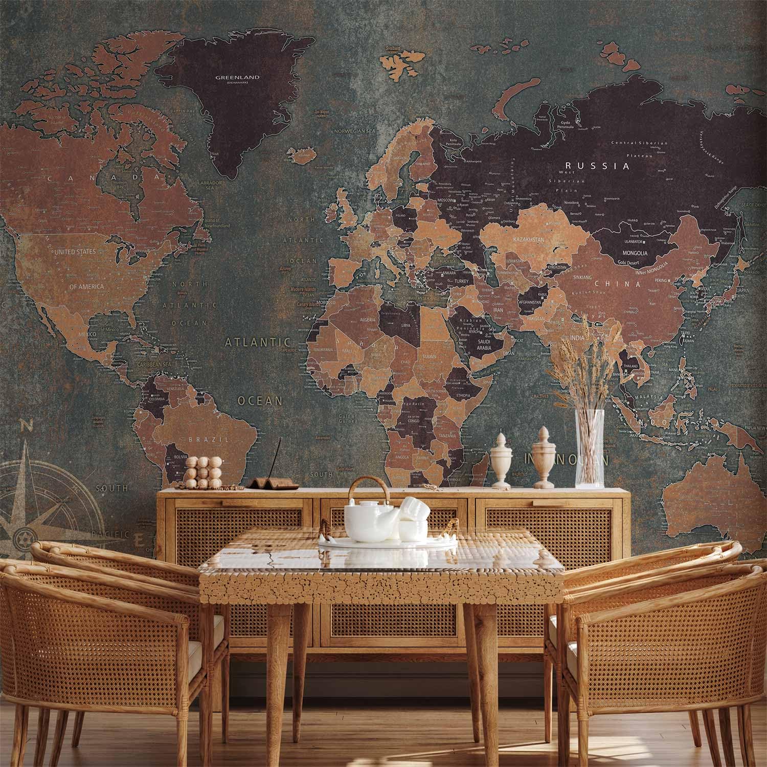 murando Fotomurales 200x140 cm XXL Papel pintado tejido no tejido | Decoración de Pared decorativos Murales moderna de Diseno Fotográfico Mapa del mundo