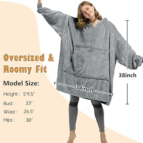 Miniatura 5 de Catalonia - Sudadera de gran tamaño con capucha tipo manta, tela polar y bolsillo frontal grande, para adultos, hombres y mujeres