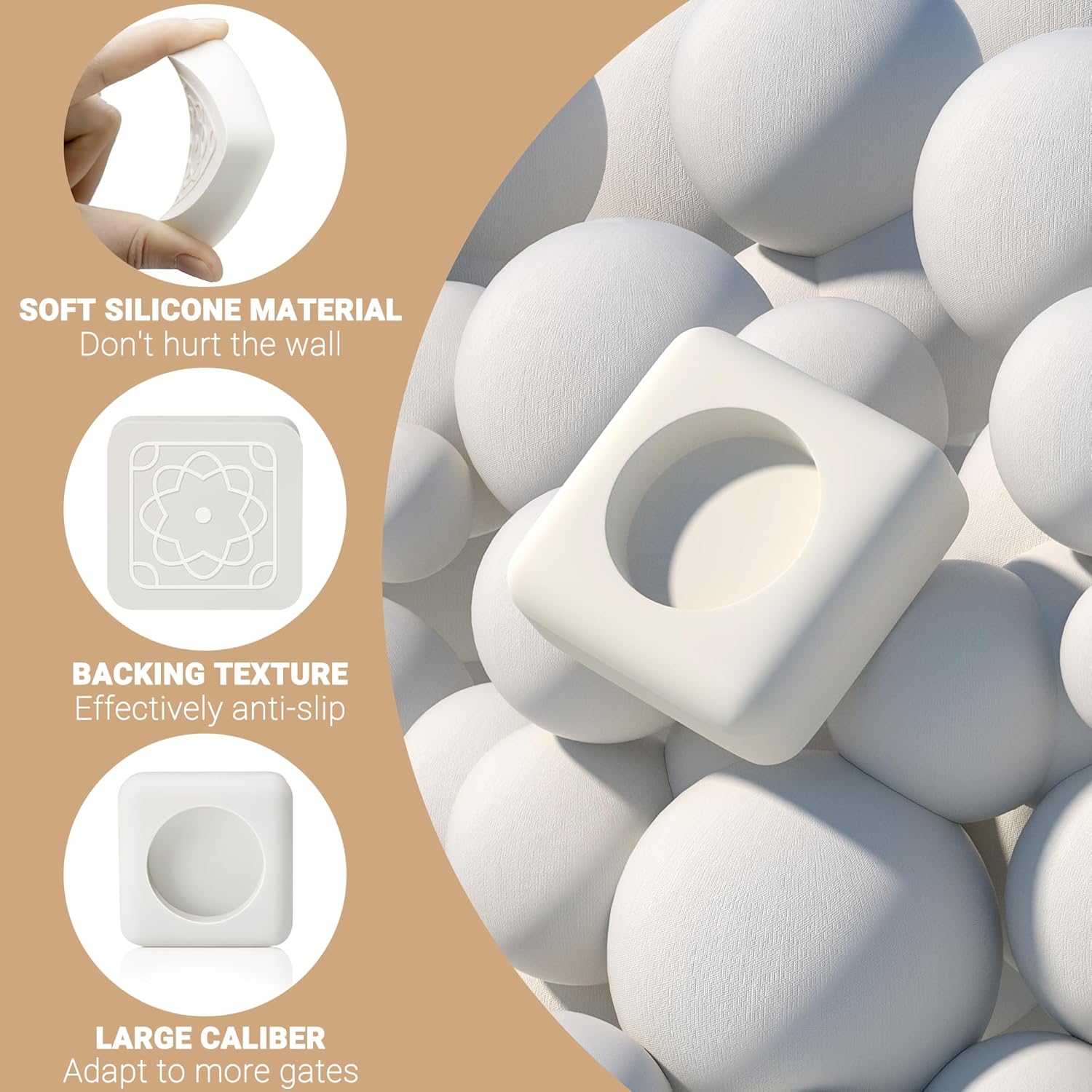 Ycozy Silicone Wall Protector 4-Pack for Baby Gate, Wall/Door Protector from Pet Dog Safety Gates, Soft & Anti-Slip Wall Guarder for Pressure Mounted Stairs Gate, Milky White
