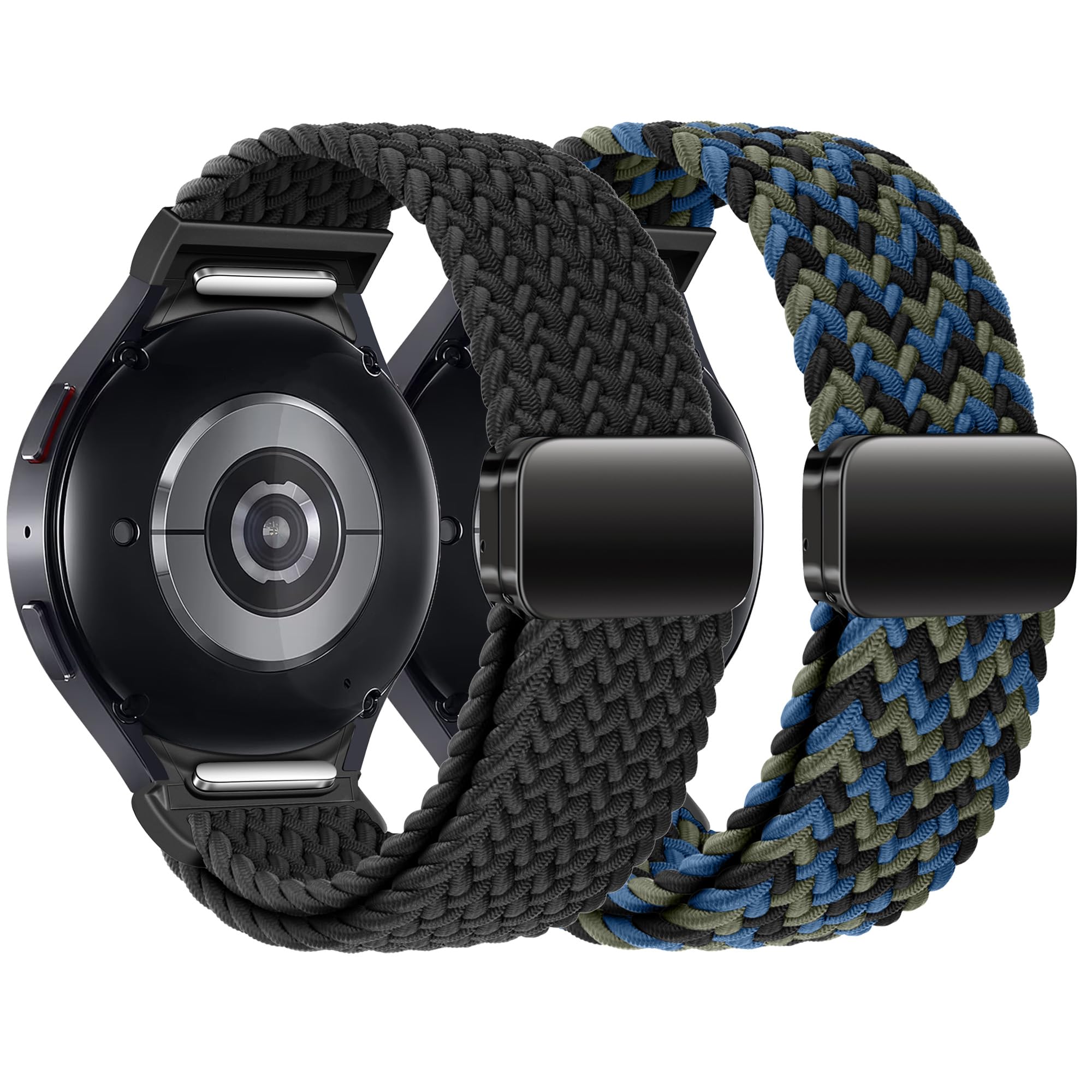 ALSMGGBPAF One Click Sport Loop Band Compatible with Samsung Galaxy Watch 7 6 5 4 FE 5 Pro Band 40mm 44mm 45mm；Braided Nylon Strap for Galaxy Watch 6