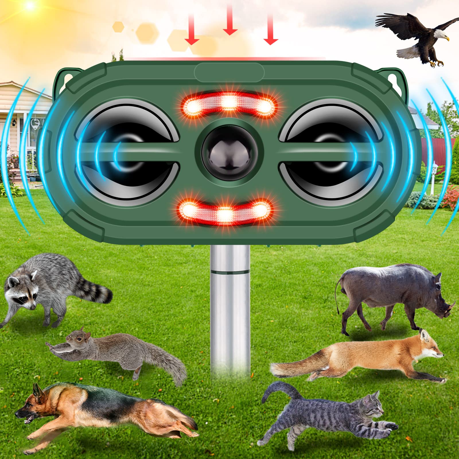 Buy Ultrasonic Animal Repeller,Solar Powered Animal Repellent Outdoor