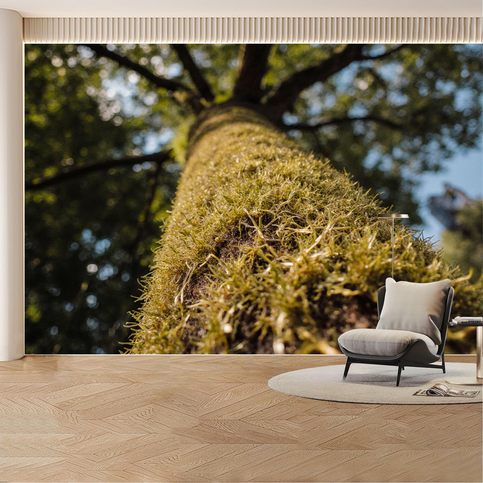 Custom Wall Mural Wallpaper Mossy Tree Trunk Nature Landscape 3D Effect Wall Decor Minimalist Removable SelfAdhesive Large Photo for Living Room， Bedroom， Office