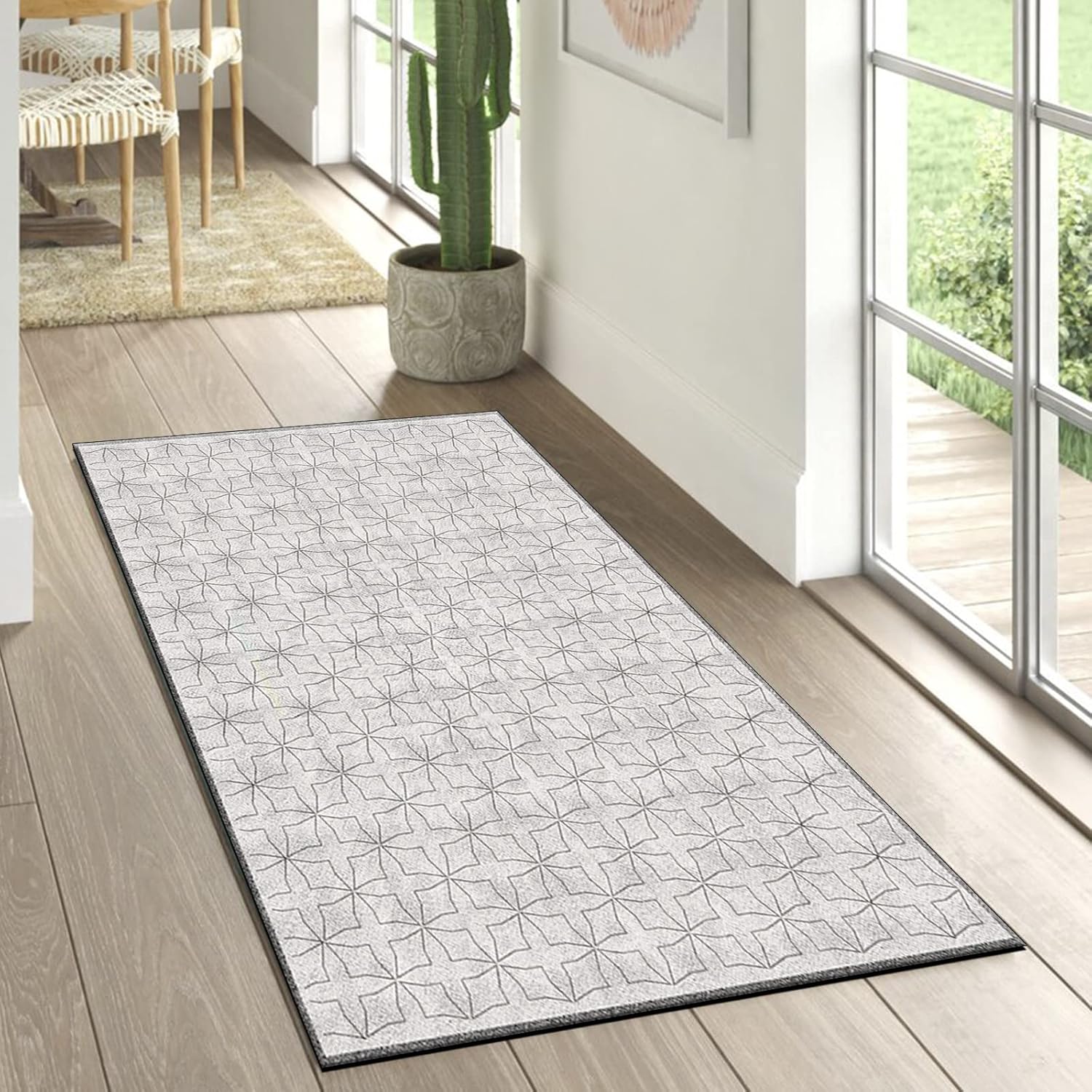 Kitchen Runner Rug Non Slip 4'x25' Polyester Material Area Rug for Hallway