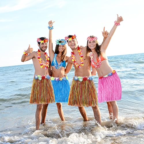 Miniatura 3 de Falda hawaiana de hierba Leis para fiesta Luau, faldas hawaianas de Luau Hula para decoraciones de fiesta, suministros de recuerdos