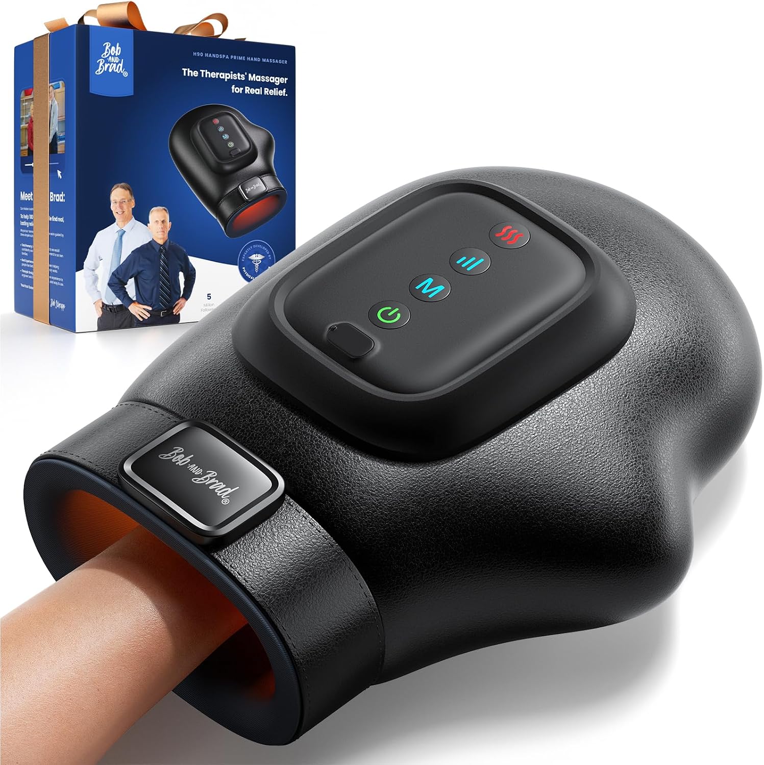 BOB AND BRAD Hand Massager with Heat and Compressions, Individual Fingers, FSA-HSA Eligible, Portable HandSpa Prime Hand Massager for Arthritis and Carpal Tunnel, Fatigue Relief, Birthday Gifts