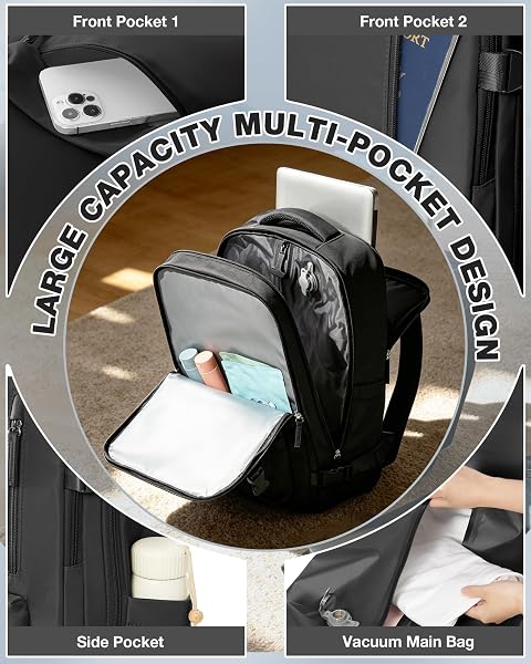 SZSYCN Zaino da Viaggio con Sottovuoto Ryanair 40x30x20 Sottovuoto con Pompa Borse da Cabina per Ryanair 40x20x25 Bagaglio a Mano Easyjet 45x36x20 Zaino Casual Borsa per Computer Portatile - 4