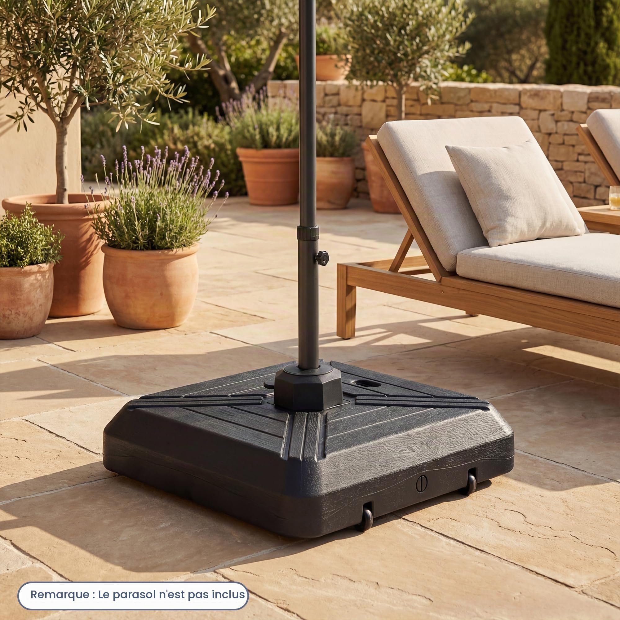 RELAX4LIFE Pied de Parasol Déporté en HDPE Remplissable 156KG