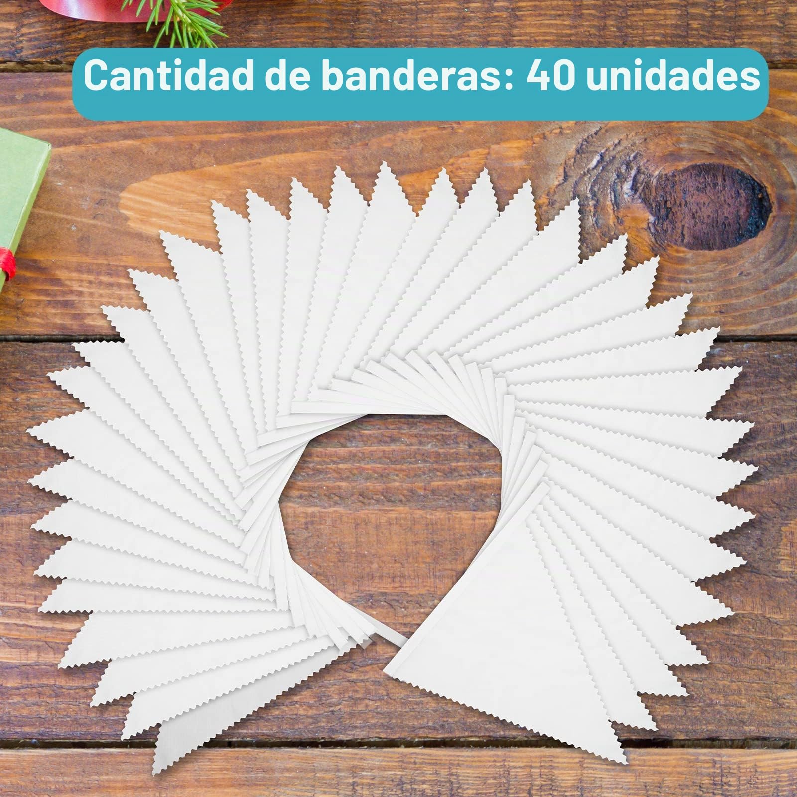 Banderines Blancos, 30M Guirnalda Banderines de Tela | con 80 Piezas Banderín Reutilizable para Boda, Cumpleaños, Escuela, Jardín, Fiesta, al Aire Libre