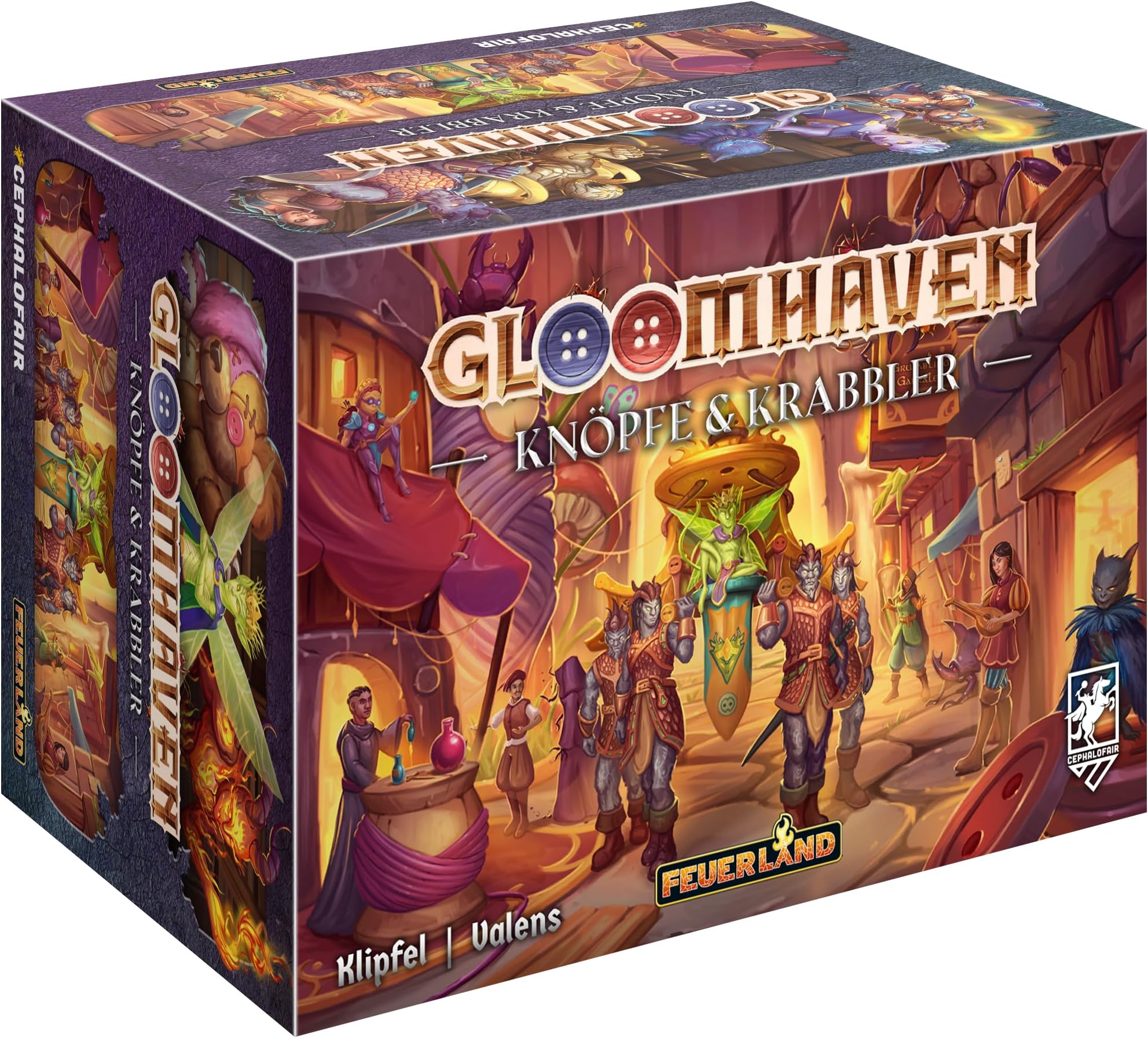 Feuerland Spiele Gloomhaven Buttons & Crawlers: Mini 1-Player Campaign, 6 Unique Characters, 22 Scenarios, German, 14+