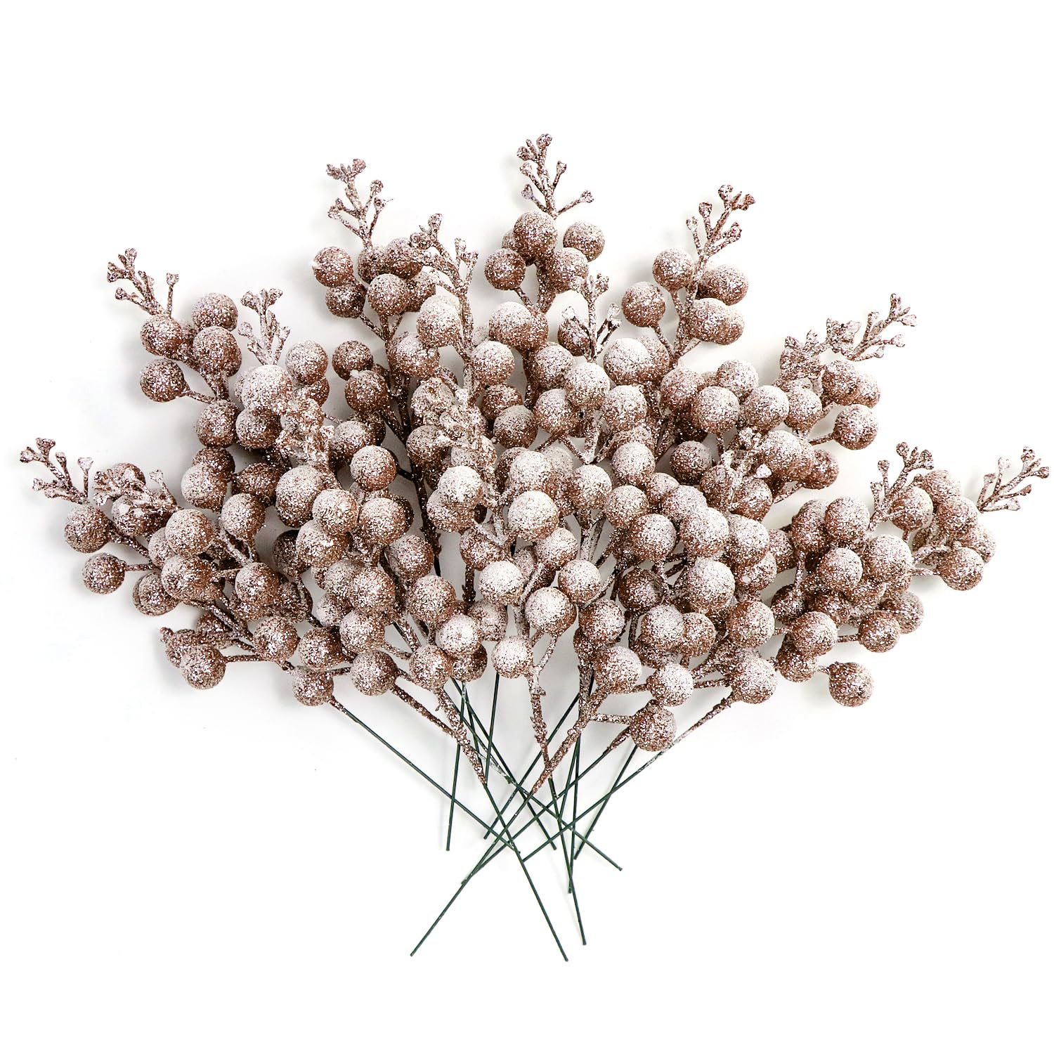 KKSTY Pack of 16 Christmas Glitter Berries Stems - Image 4