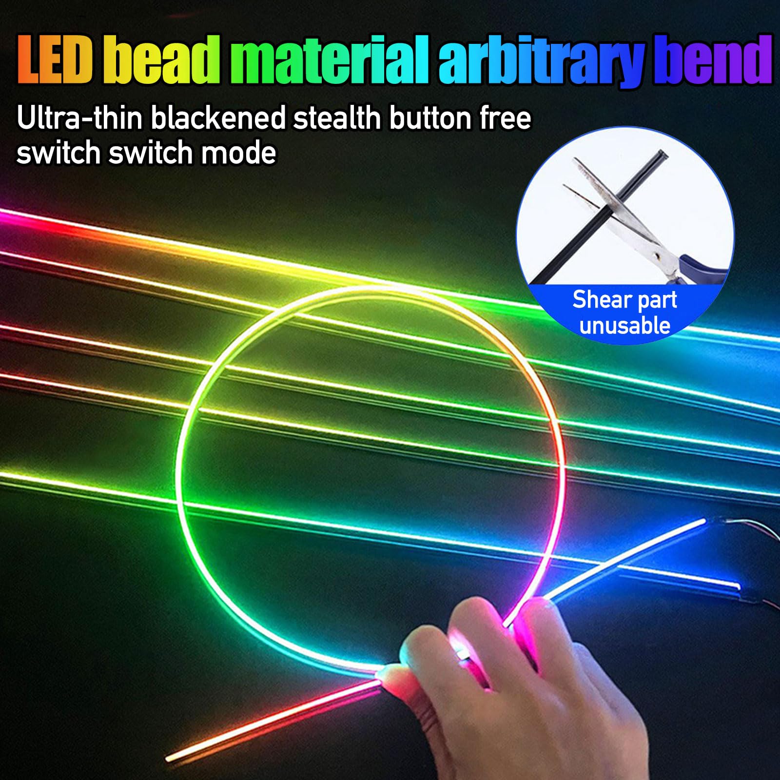 Éclairage intérieur LED de voiture - Bande d'éclairage d'ambiance en acrylique avec 593 LED en fibre optique - Kit d'éclairage d'ambiance - 16 millions de couleurs - Fonction active au son - Lumière