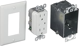 Legrand - OnQ Duplex Outlet Kit Provides Power and Surge Protection to Networking, Power Outlet Kit with Recessed Outlet Compatible with Standard Knockouts, Recessed Power Outlet, 36456902V1